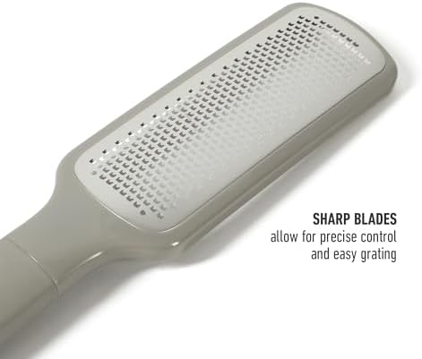 Calphalon Edge 2 Piece Stainless Steel Handheld Cheese Grater and Lemon Zester W/Covers & Rubber Handles - Taupe