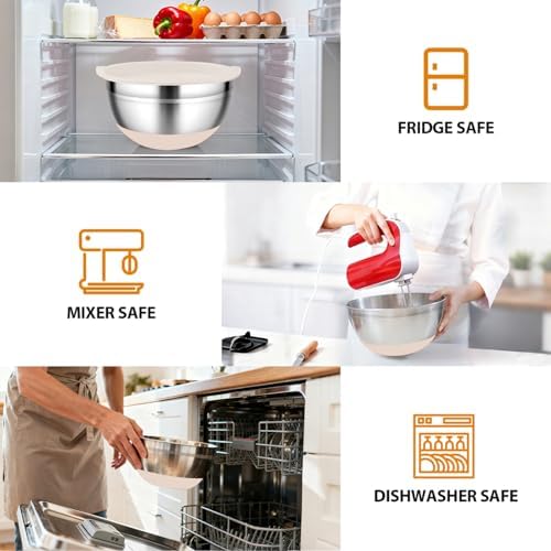 Mixing Bowls with Airtight Lids, 18pcs Stainless Steel Mixing Bowls Set