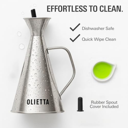 Olive Oil Dispenser Bottle, Stainless Steel Non-Drip Pourer 25 fl oz