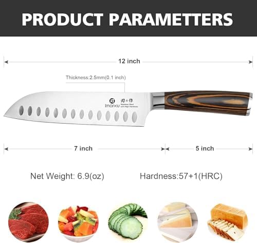 Imarku Santoku Knife 7 Inch Japanese Style Sharp Edge Design Kitchen Knife