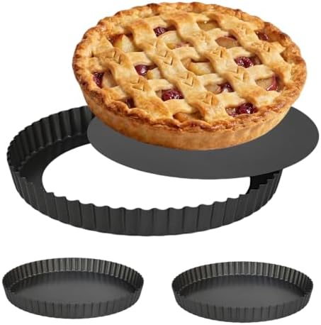 LISI 2 Pack 9 Inch Tart Pans, Fixed Bottom Nonstick Carbon Steel