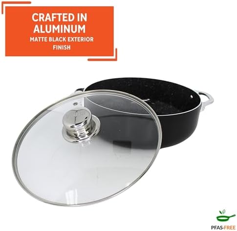 IMUSA 9 Qt Bistro Cera Aluminum Speckled Black Ceramic Caldero Oven Safe