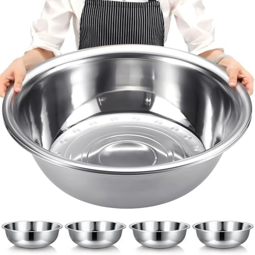 Nuogo 4 Pcs Stainless Steel Mixing Bowls Large for Salad, 24 Inch 30 Qt