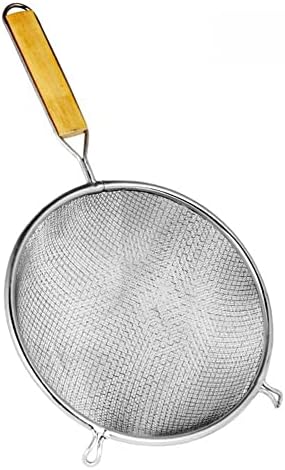 TrueCraftware- 6-Inch Double Fine Tin Mesh Strainer 6-3/4" Handle Length Wooden Handle- Kitchen Utensil Food Strainer Skimmer Spoon for Cooking Sieve Sifters Rice Quinoa Pasta Fruits Vegetable