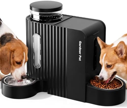 Gravity Automatic Cat Feeder, Water & Food Dispenser Set, Stainless Bowls