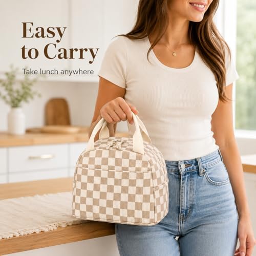 Bluboon Lunch Bag for Women Men Cute Corduroy Lunch Tote Bags Reusable Insulated Lunch Box Large Capacity Reusable Insulated Cooler for Work Picnic or Travel