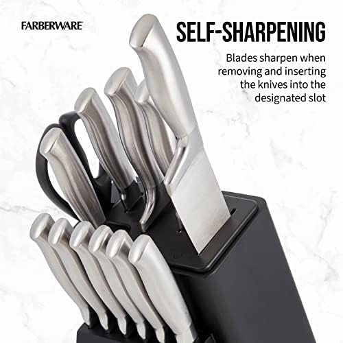 Farberware EdgeKeeper 13-Piece Self-Sharpening Knife Block Set, Black