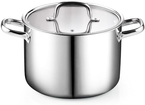 Cook N Home 6 Quart Tri-Ply Clad Stainless Steel Stockpot with Glass Lid