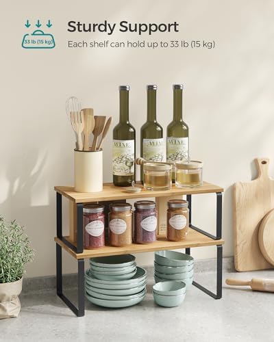 SONGMICS Cabinet Organizer Shelf, Set of 4 Spice Rack, Kitchen Storage