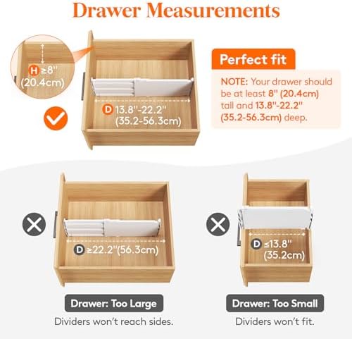 Lifewit 8" Tall Drawer Dividers, Adjustable Deep Drawer Organizer Clothes