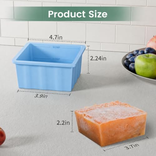 Silicone Freezer Tray for Soup Ice Cubes: 2-Cup Freezing Trays with Lid for Meal Prep - 4Pack Silicon Soup Portion Freeze Tray Make Stock Souped Ice Cube