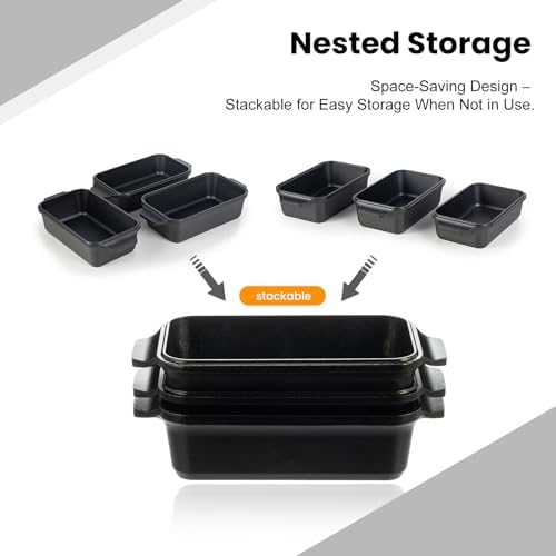 Cast Iron Loaf Pan with Lid, 9×5 Dutch Oven for Sourdough Bread Baking, Dutch Oven Pot with Lid for Bread Baking, Bread Pans for Baking, Pre-Seasoned (3 pieces, 2.2 QT Each)