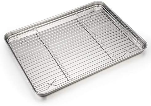 P&P CHEF Stainless Steel Baking Sheet with Rack Set for Cookie, 16 Inch