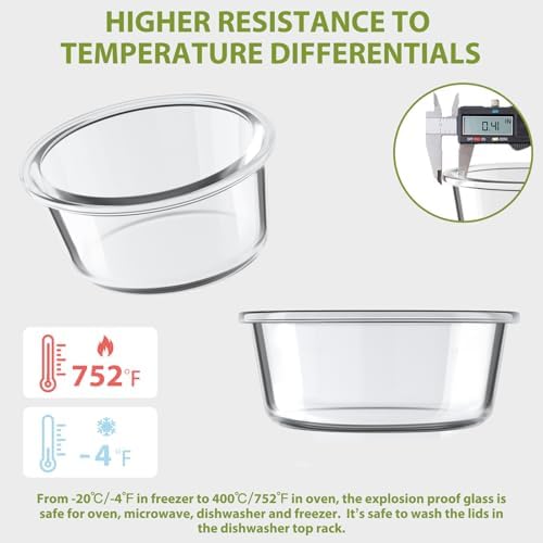 1.5Cup/12oz Small Glass Containers with Lids, Airtight Food Storage, 4 Pack