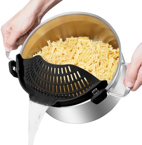AUOON Pot Strainer Clip on Silicone, Large 10.45 x 4.33 in, Black