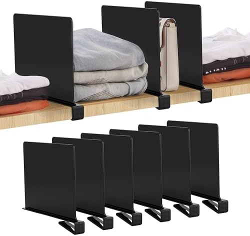 Matte Black Acrylic Shelf Dividers for Closets Organizer & Storage,6 Pack