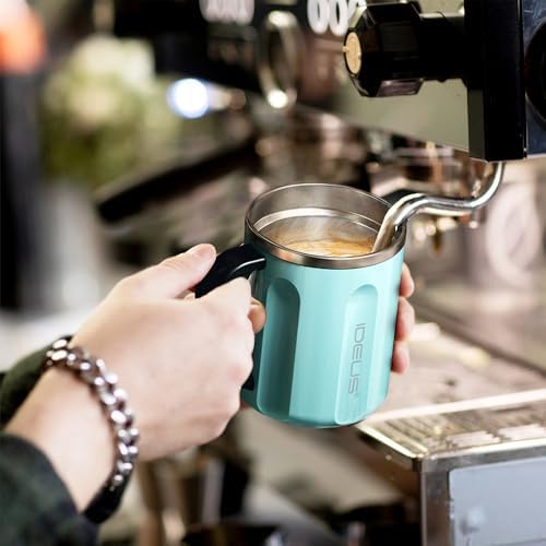 Ideus 16 oz Insulated Coffee Mug with Lid and Handle (Sky Blue, FUJI FLOW)
