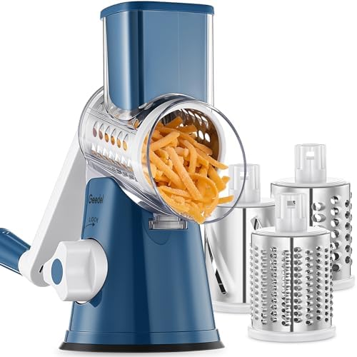 Geedel Rotary Cheese Grater Hand Crank, Cheese Shredder Vegetable Slicer
