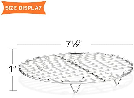E-far 7½ Inch Steaming Cooking Racks, Stainless Steel Round Baking Cooling Rack Set of 2, Multi-Purpose for Canning Air Fryer Pressure Cooker, Dishwasher Safe