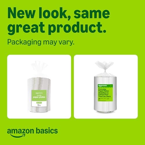 Amazon Basics Everyday Paper Plates, 8.62 Inch, Disposable, 300 Count, Packaging May Vary