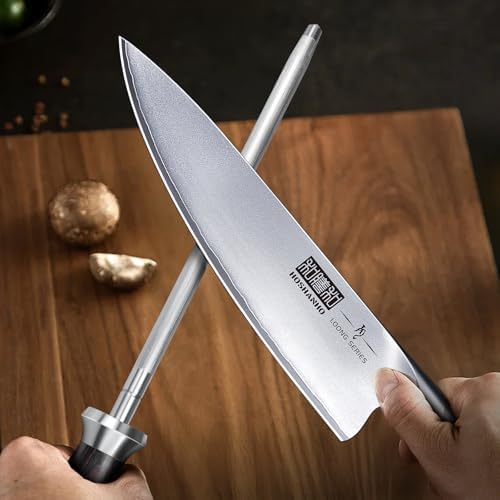 HOSHANHO Honing Rod, 10 Inch Professional Kitchen Knife Sharpener Rod
