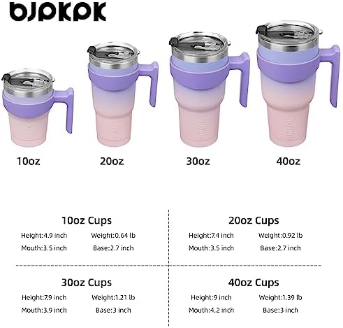 BJPKPK 30 oz Tumbler with Handle & Straw, Insulated Stainless Steel Mug