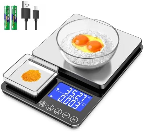 KKZ 0.001oz/33lb Kitchen Scale, Dual Platform Food Scale Grams and Ounces