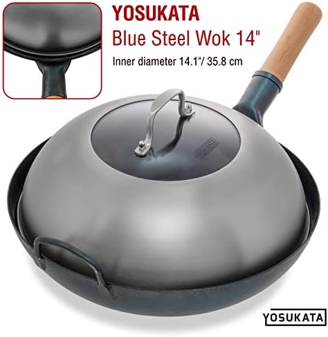 YOSUKATA Premium Stainless Steel Wok Lid 13.6 Inch For 14 In Wok