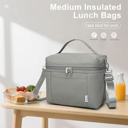 NOL 8L Insulated Lunch Bag for Women, Cool gray, Medium(normal))