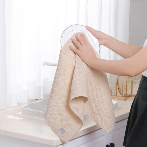 Homaxy 100% Cotton Waffle Weave Kitchen Dish Towels 24-Pack, Beige