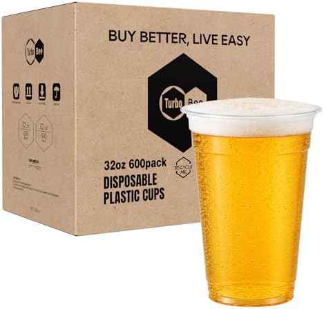 Turbo Bee Disposable Clear Plastic Cups, 32 OZ, 600 Sets (No Lids)