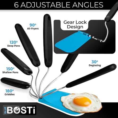 Adjustable Angle Spatula PPSU Material – Flexible Cooking Egg Flipper & Fish Spatula for Pancakes & Indoor Griddles – Swappable Heat-Resistant Thin Heads Spatula - Non-Stick Cookware Safe