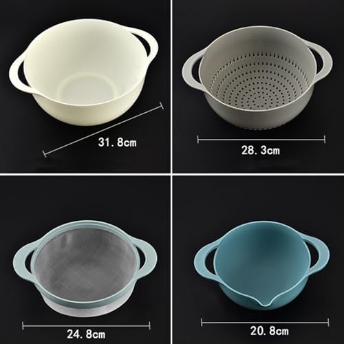 Mixing Bowls, Nesting Baking Bowls with Colander & Fine Mesh (Pebble-8PCS)
