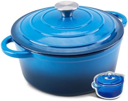 4-QT Enameled Cast Iron Round Dutch Oven With Lid,Oven safe,Blue