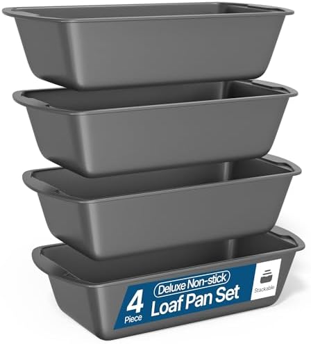 BAKKENMASTER Bakken- Swiss Loaf Pan Set 4-Piece - Deluxe Nonstick Carbon Steel Bakeware for Perfect Bread and Cakes – Dishwasher Safe, Premium Pans for Home Baking