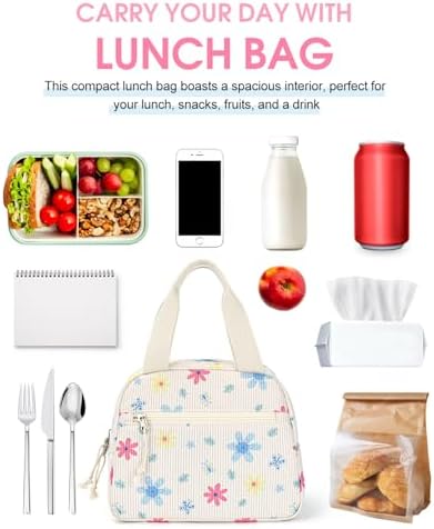Lunch Bag for Women, Corduroy Small Insulated Lunch Box