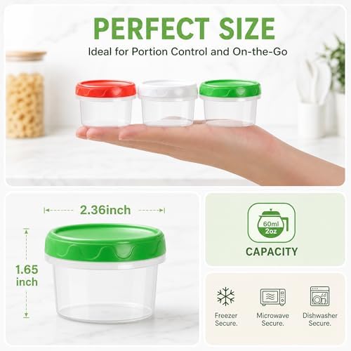 EONJOE 2oz Airtight Small Plastic Food Storage Containers with Lids, 12pcs