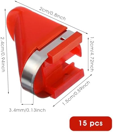 15 PCS Stainless Steel Replacement Blades, Electric Potato Cutter Accessory for Electric Rotating Potato Peeler Automatic Fruit Peeler Electrics Peeling Tool (Red)