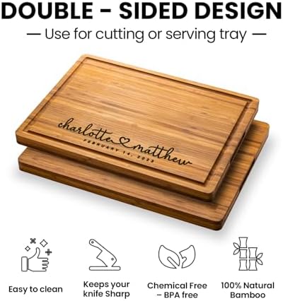 Personalized Wood Engraved Cutting Board - Valentines Day Gift for Her - Unique Present for Wedding, Anniversary, Housewarming, Birthday, Holiday, or Romantic Gift Idea for Friends, Family, Mom, Dad