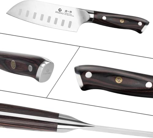 imarku Santoku Knife 5 Inch, Ultra Sharp Chef Knife with Pakkawood Handle