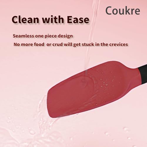 Coukre Silicone Spatula Set of 5,High Temperature Resistant, Food Grade Silicone, Dishwasher Safe, for Baking, Cooking (Red Black)
