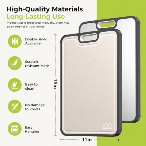 Titanium Cutting Board for Kitchen, Pure Titanium/PP, Size 16”×11”