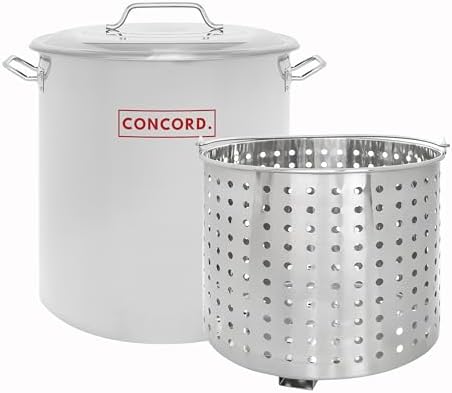CONCORD Stainless Steel Stock Pot w/Steamer Basket. Cookware great for boiling and steaming (100 Quart)