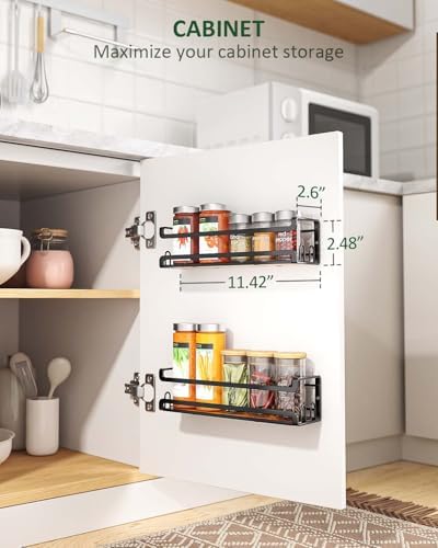 Doakhirmit Wall Mounted Spice Rack,Wooden Spice Holder Black,6 Pack