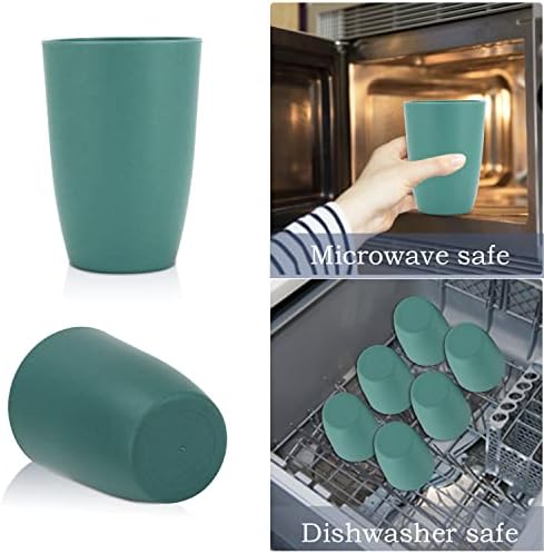 Wrova Wheat Straw Cups 6 PCS Good Alternative to Plastic Reusable Cups 20 oz Unbreakable Drinking Cup Reusable Dishwasher Safe Water Plastic Glasses Green