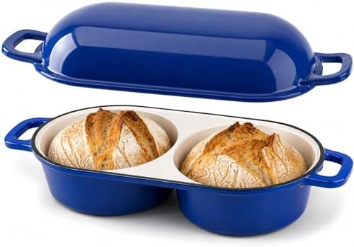 Mini Enameled Cast Iron Bread Loaf Pot with Lid, 6-Inch Double Dutch Oven