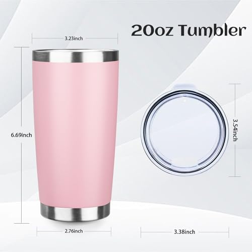 StarSpeed 20oz Stainless Steel Travel Coffee Tumbler,Light Pink