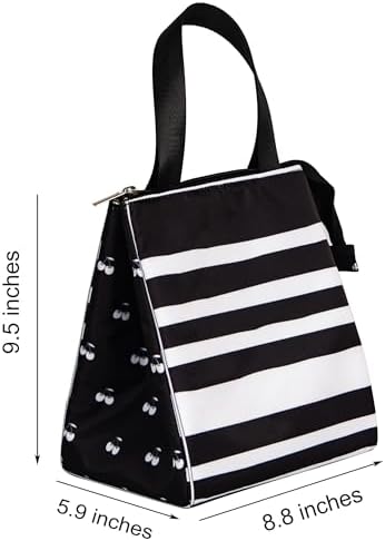 Remobia Hicol Insulated Lunch Bag for Women,Thermal Leakproof Lunch Tote with Pocket, Reusable Cooler Lunch Box for Work Office Travel (Sarah Stripe)