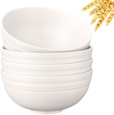 Quatish 4 PCS Cereal Bowls, Plastic Bowls, Small Snack Soup Kitchen Bowl
