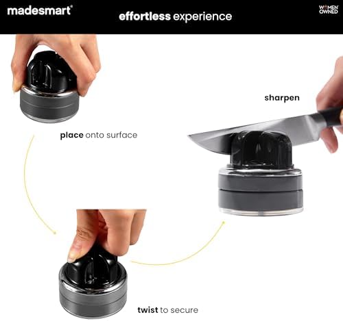 madesmart Knife Sharpener with Strong Grip Bottom, Black